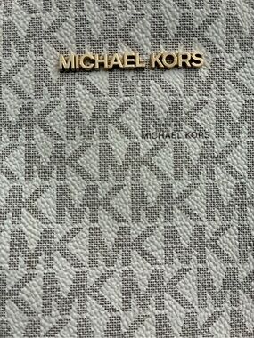 Michael Kors White and Gray Signature MK Logo Detail with Gold Hardware